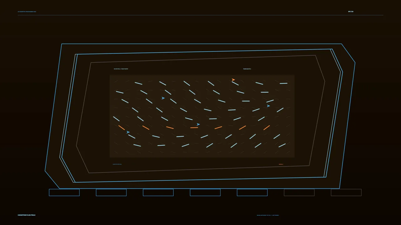 Sci-Fi HUD Flow Field Telemetry Dashboard Wallpaper