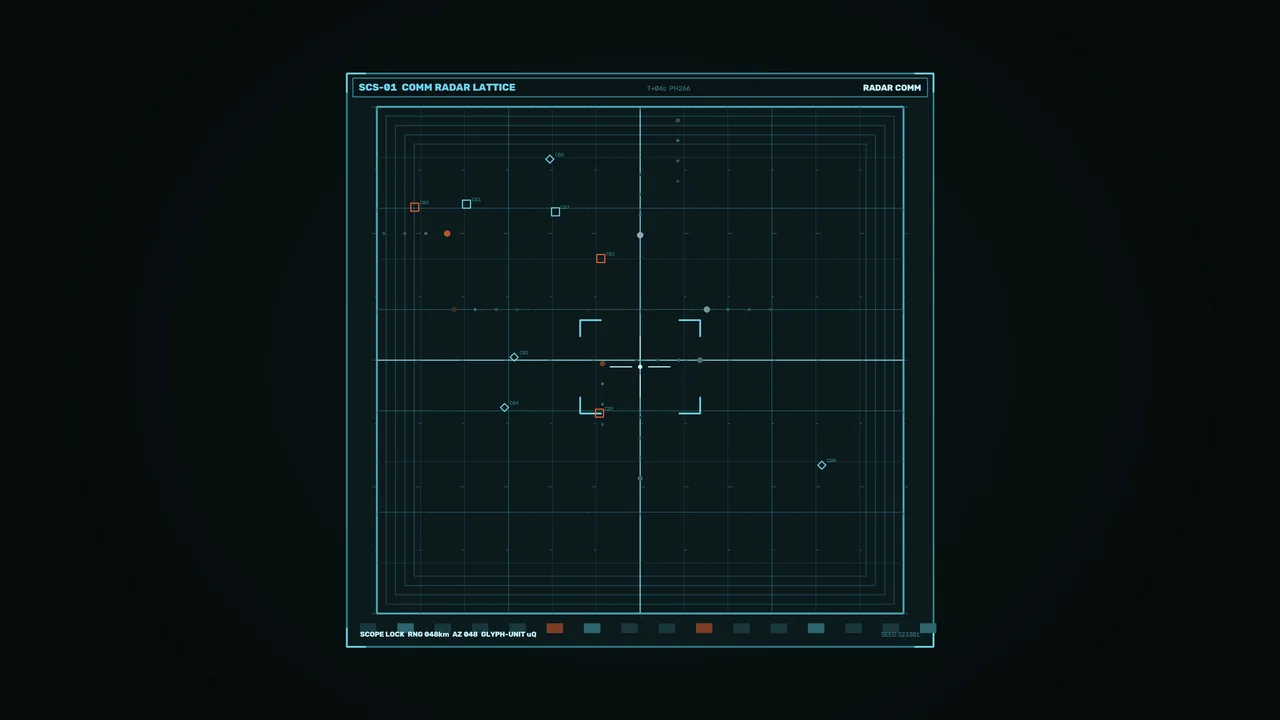 Sci-Fi Radar Communication HUD Interface with Telemetry Grid