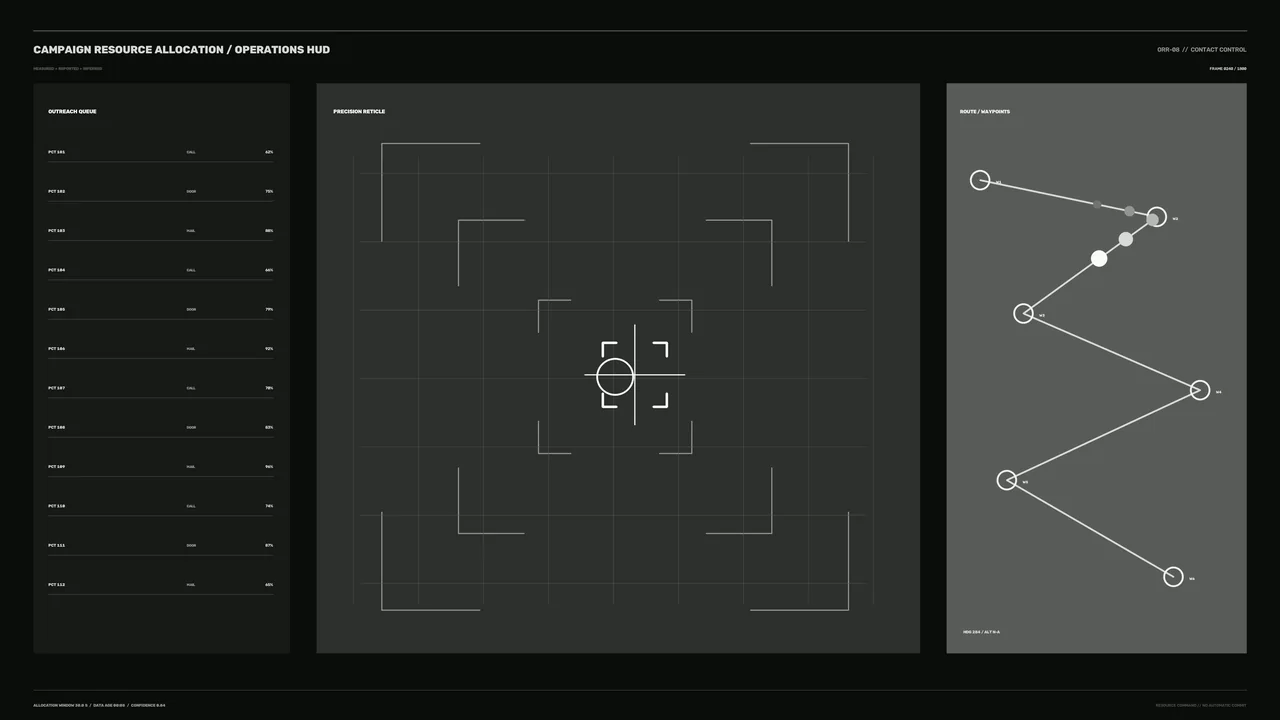 Sci-Fi Resource Allocation Operations HUD with Reticle and Waypoints
