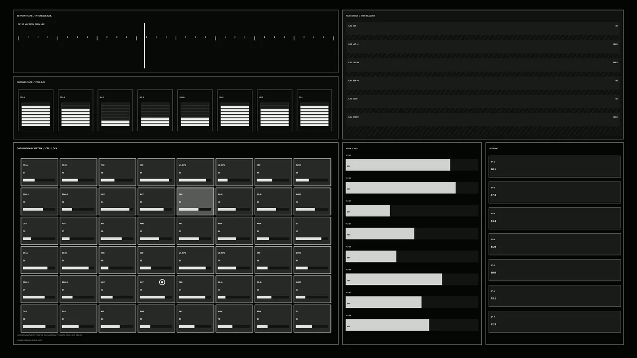 Industrial Process Monitoring HUD Dashboard, Monochrome Sci-Fi 4K Wallpaper