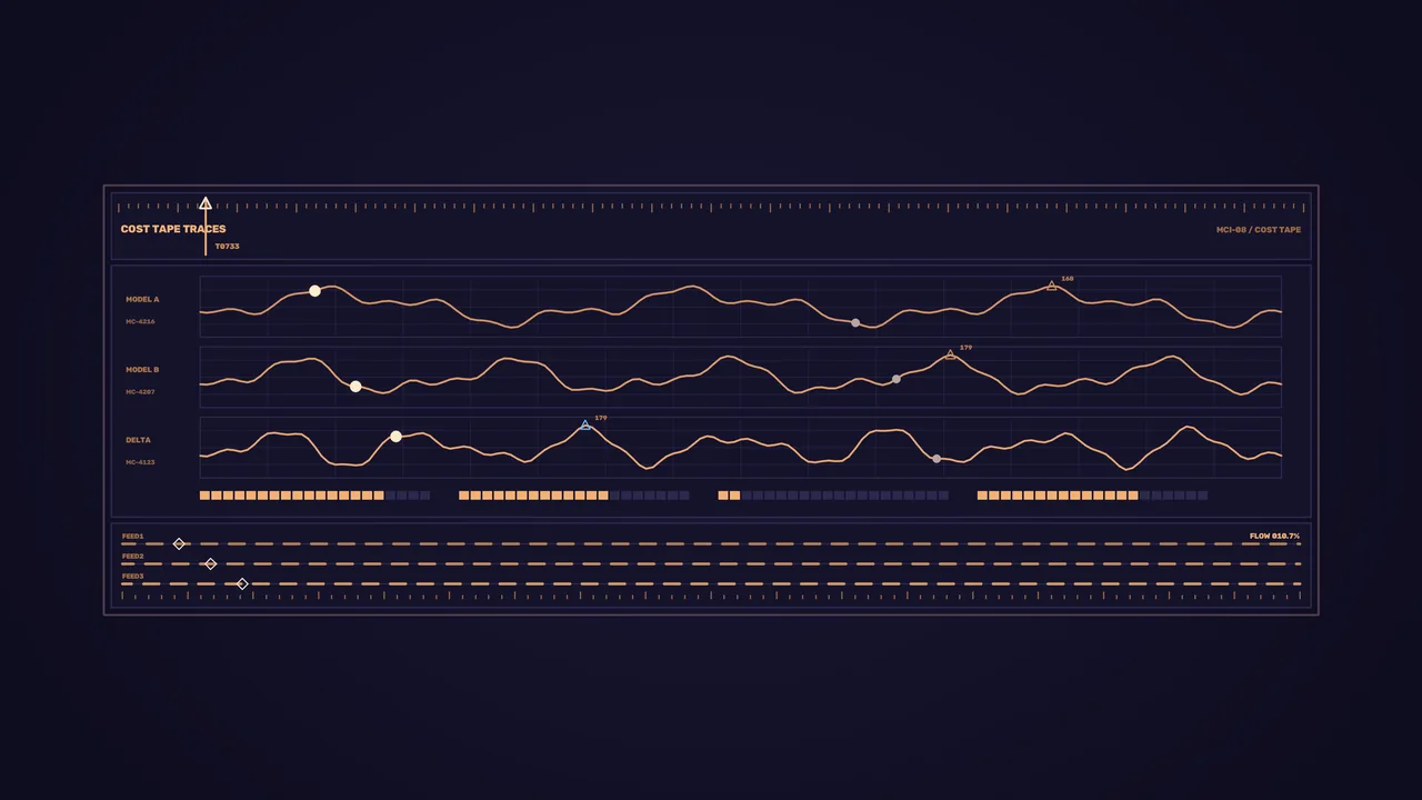 Sci-Fi HUD Cost Tape Graph Dashboard 4K Wallpaper