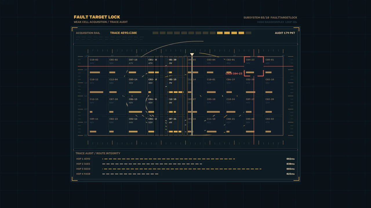 Battery Cell Fault Target Lock Telemetry HUD 4K Wallpaper