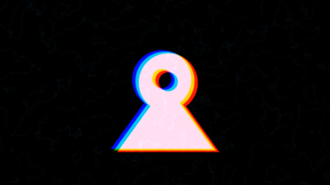 Chromatic Keyhole Icon on Black Texture 4K Wallpaper