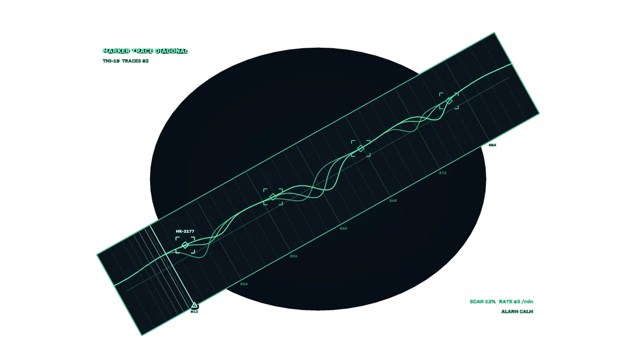 Teal Sci-Fi Target Marker Telemetry HUD on Diagonal Grid