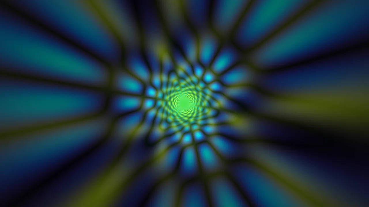 Glowing Green Wormhole Portal with Blue Teal Radial Light