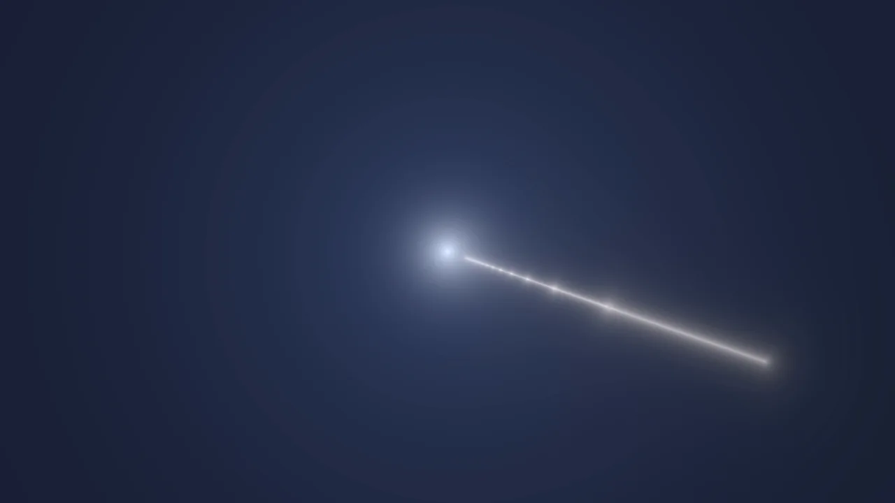 Glowing Diagonal White Light Trail on Dark Blue 4K Wallpaper