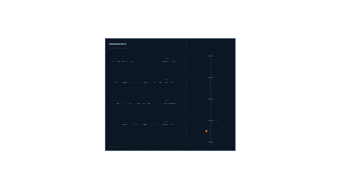 Dark Blue Command Split Telemetry HUD with Vertical Scale 4K Wallpaper