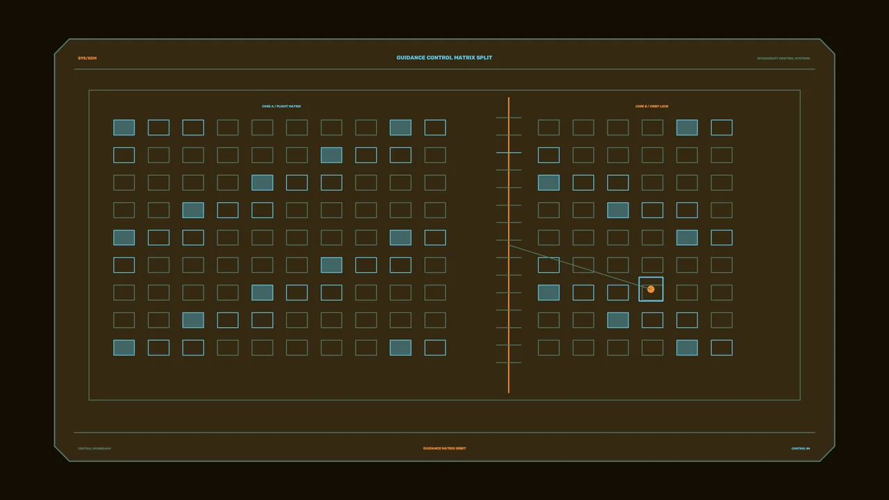 Spacecraft Guidance Control Matrix Sci-Fi HUD 4K Wallpaper