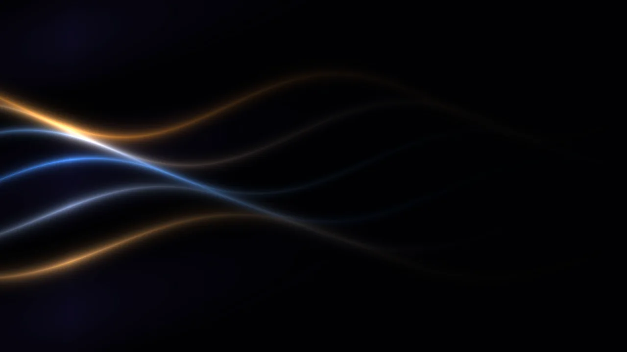 Glowing Blue and Gold Light Waves on Black 4K Wallpaper