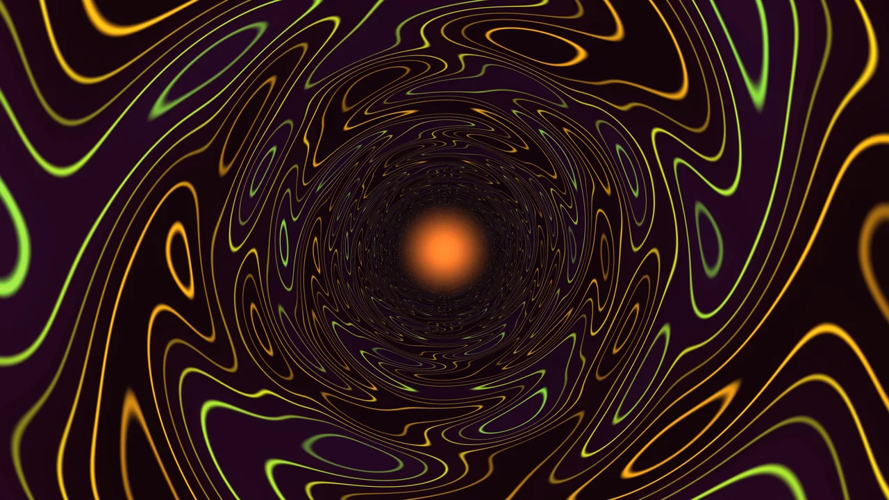 Abstract Neon Tunnel with Orange Center 4K Wallpaper