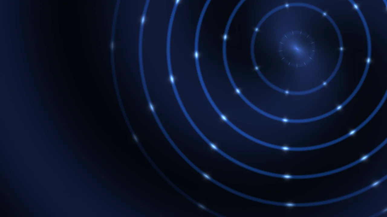 Blue Concentric Rings with Glowing Light Points 4K Wallpaper