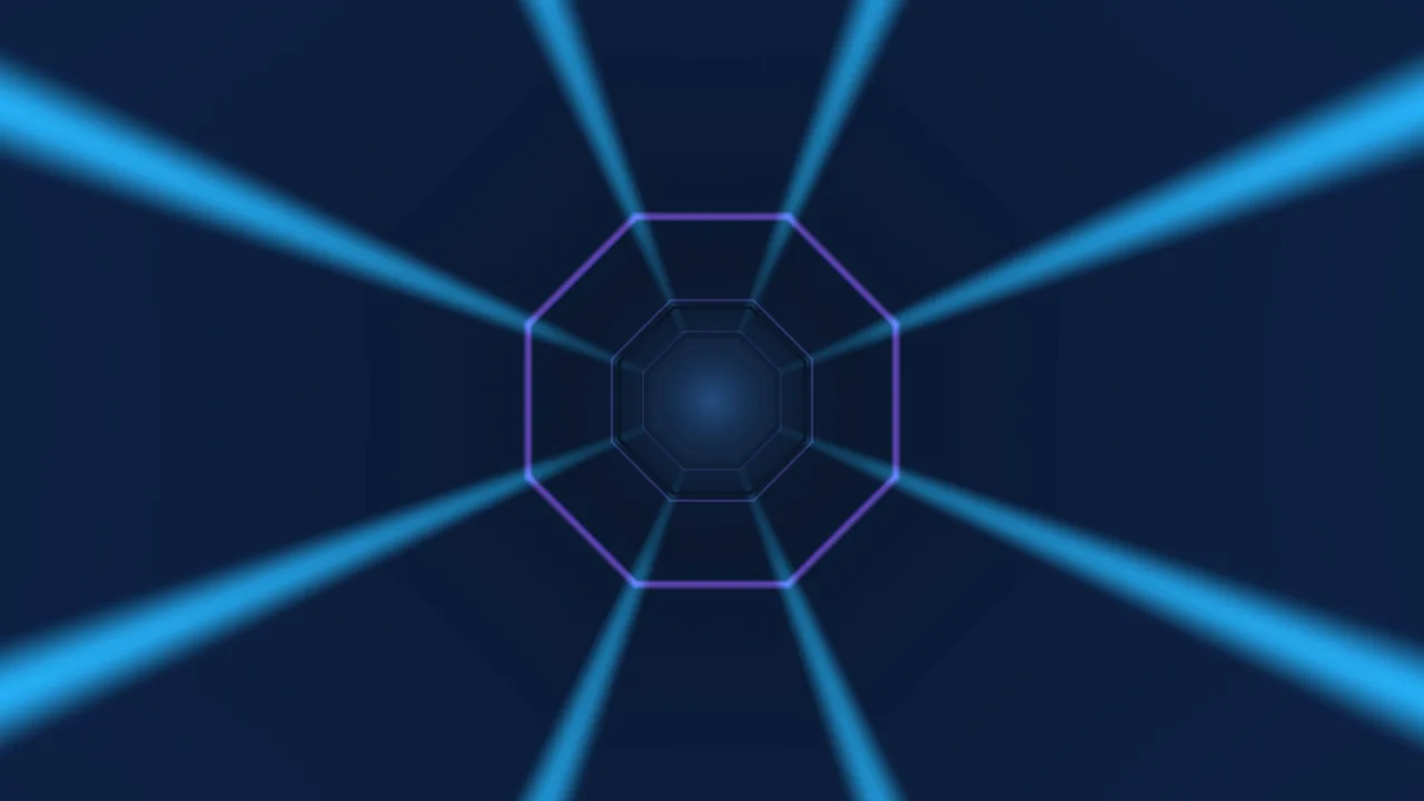 4K Radial Octagonal Interface with Cyan Light Beams