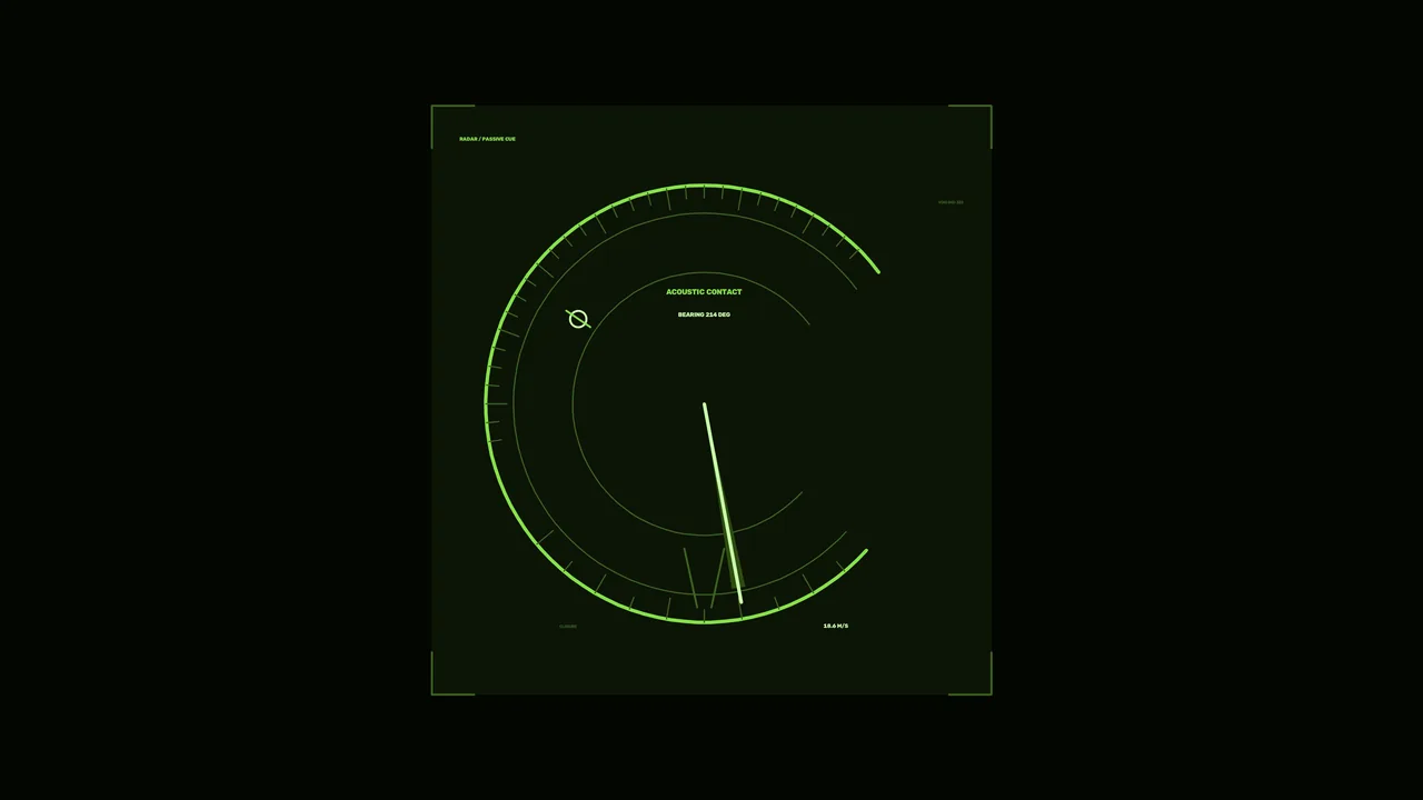 Acoustic Contact Bearing HUD – Green Circular Radar Interface 4K Wallpaper