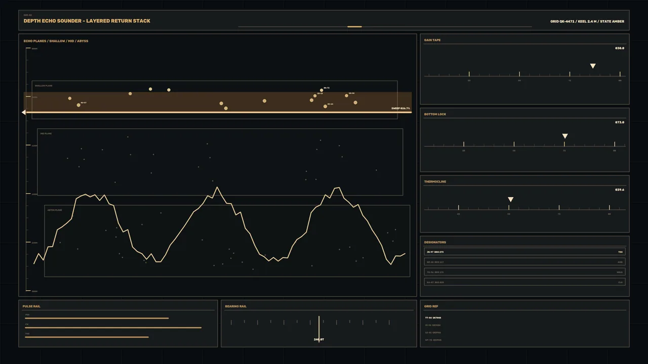 Depth Echo Sonar HUD Telemetry Dashboard 4K Wallpaper