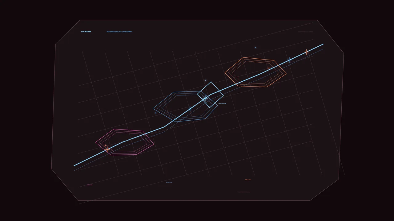 Decision Topology Mapping HUD with Grid, Node Path and Polygon Zones | 4K Sci-Fi