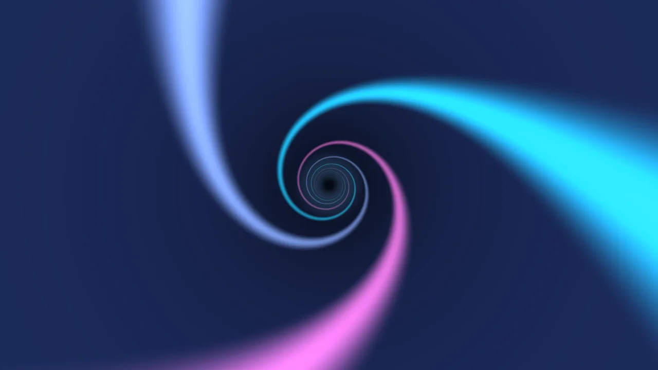 Abstract Cyan and Magenta Spiral Light Tunnel 4K Wallpaper