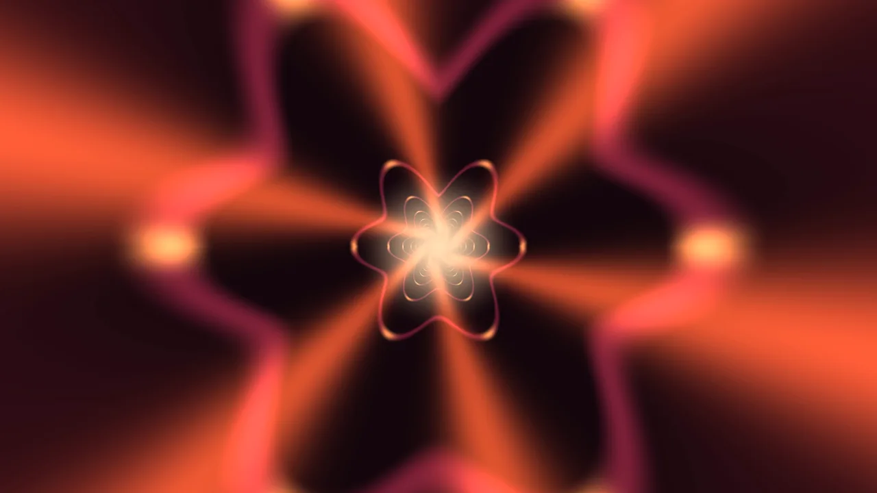 Floral Radial Light Tunnel with Coral and Orange Glow