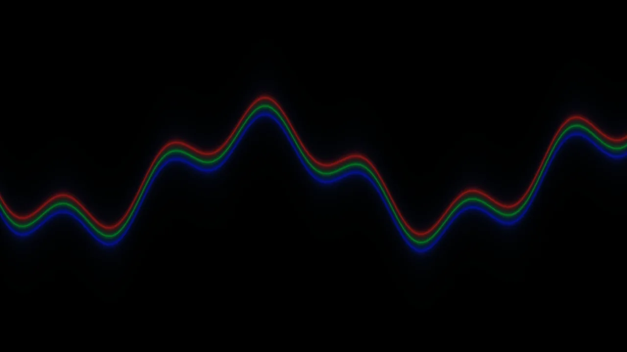 Glowing RGB Waveform Sci-Fi HUD on Black