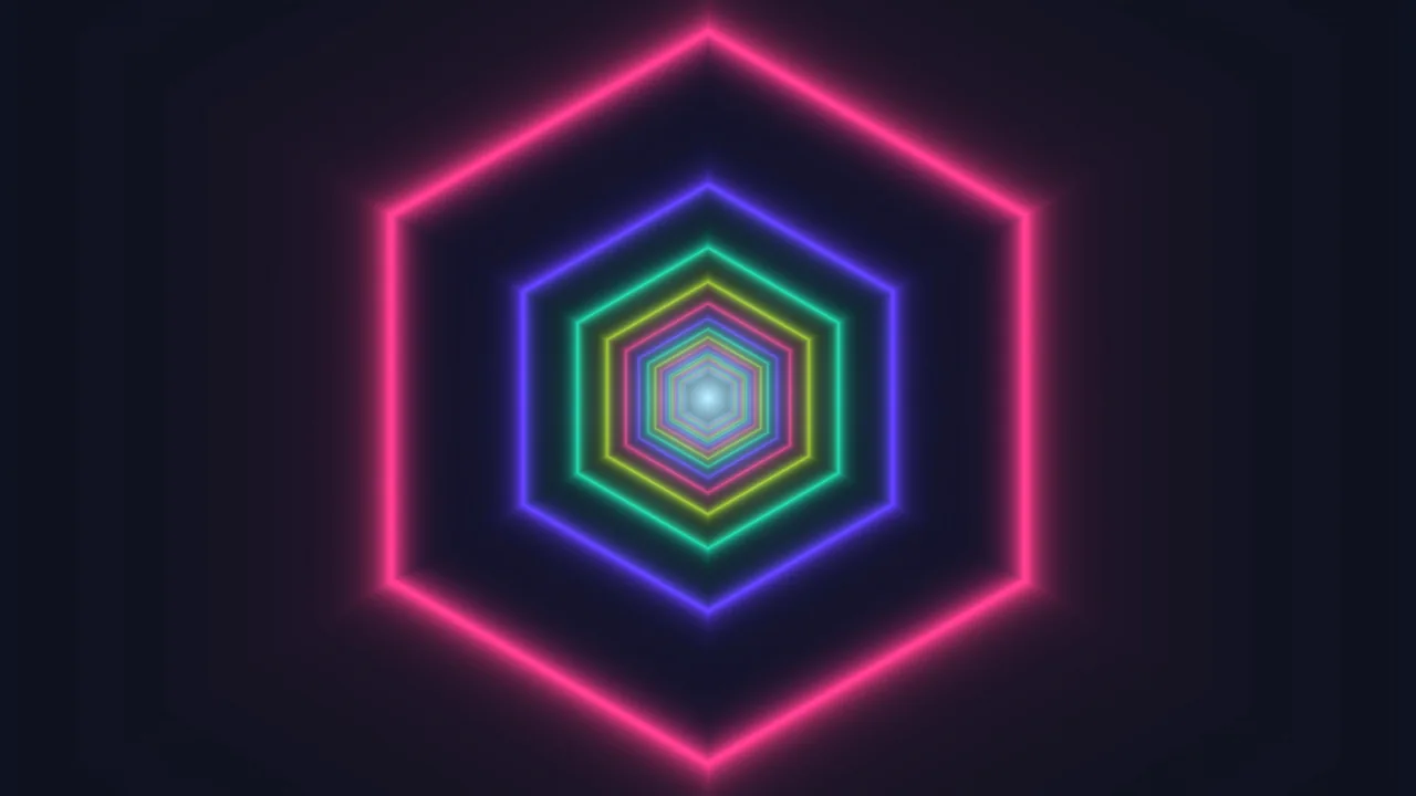 Neon Concentric Hexagon Tunnel Wallpaper
