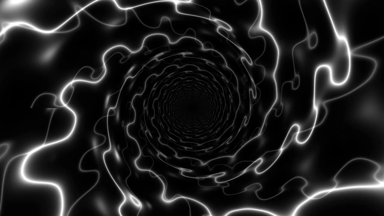 Monochrome Glowing Spiral Tunnel 4K Wallpaper