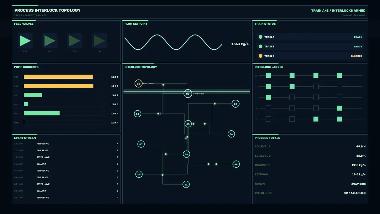 Industrial Process Control HUD Dashboard 4K Wallpaper