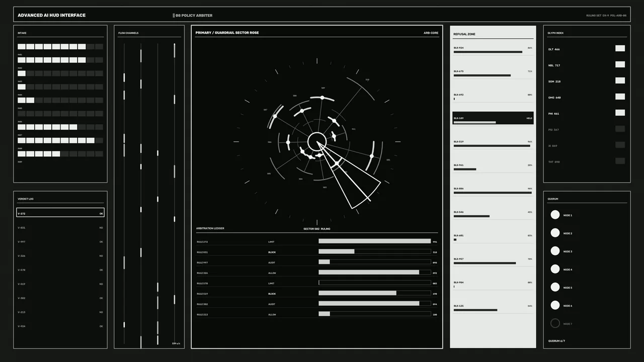 Monochrome Circular Scanner HUD Dashboard 4K Sci-Fi Wallpaper