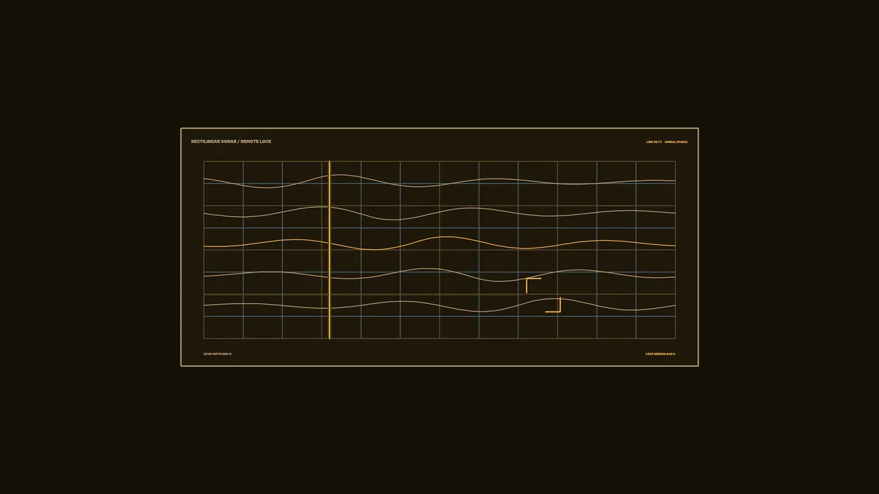 Rectilinear Sonar Telemetry HUD with Waveform Grid