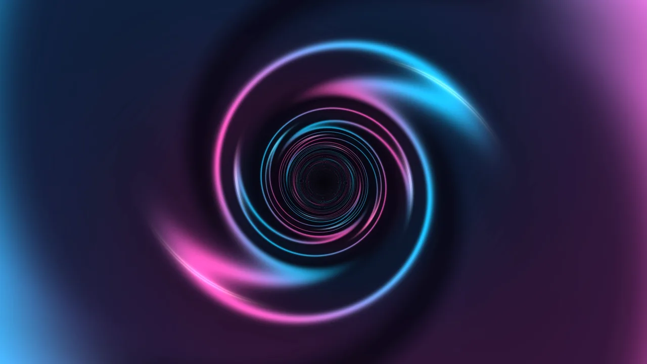 Neon Cyan and Magenta Concentric Ring Tunnel 4K Wallpaper