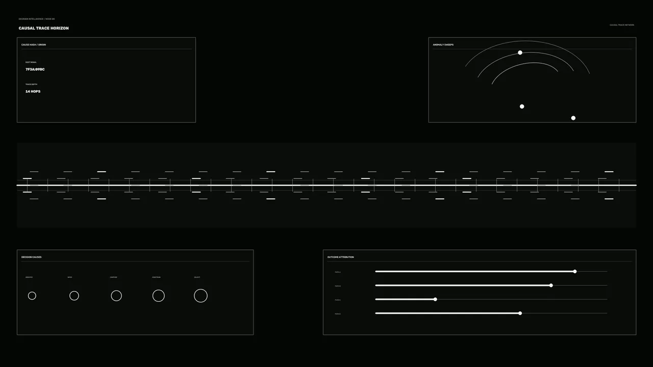 Monochrome Causal Trace Sci-Fi HUD Dashboard