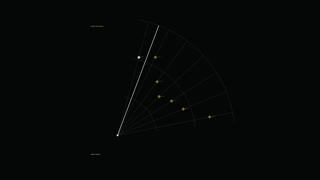 Facility Status Radar HUD with Radial Scanner Grid – 4K Sci-Fi Wallpaper