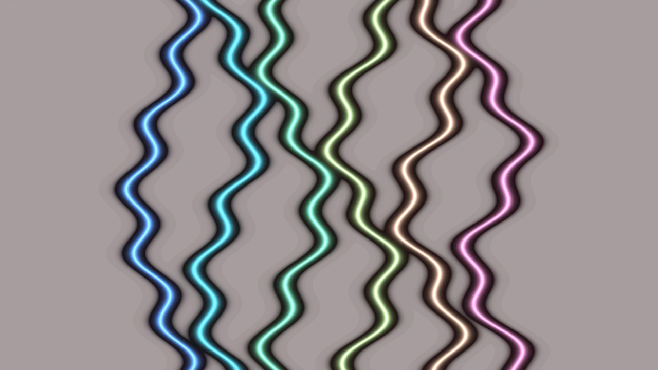 Abstract Neon Wavy Lines on Dark Burgundy