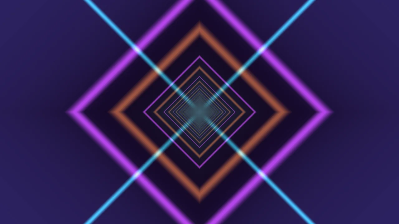 Neon Diamond Tunnel with Cyan Crossed Lines 4K Wallpaper