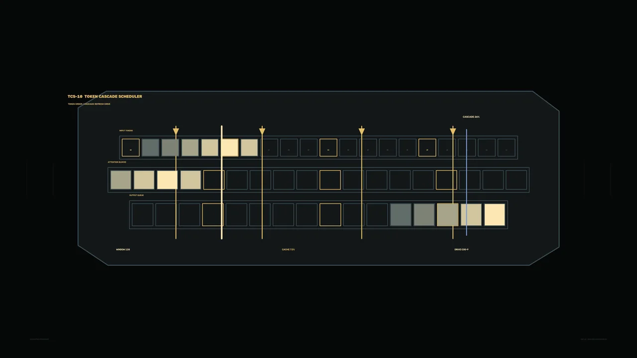 Token Cascade Scheduler HUD Dashboard 4K Wallpaper