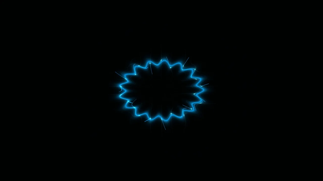 Electric Blue Scalloped Ring on Black 4K Wallpaper