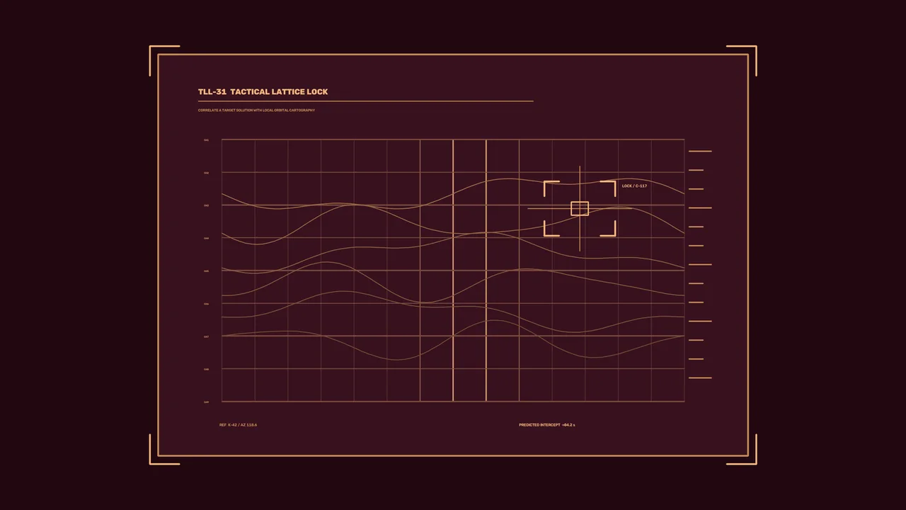 Sci-Fi Target Lock Telemetry HUD with Waveform Grid