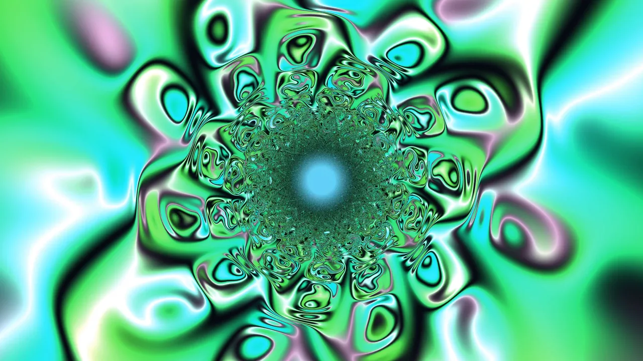 Neon Green and Turquoise Radial Tunnel 4K Wallpaper