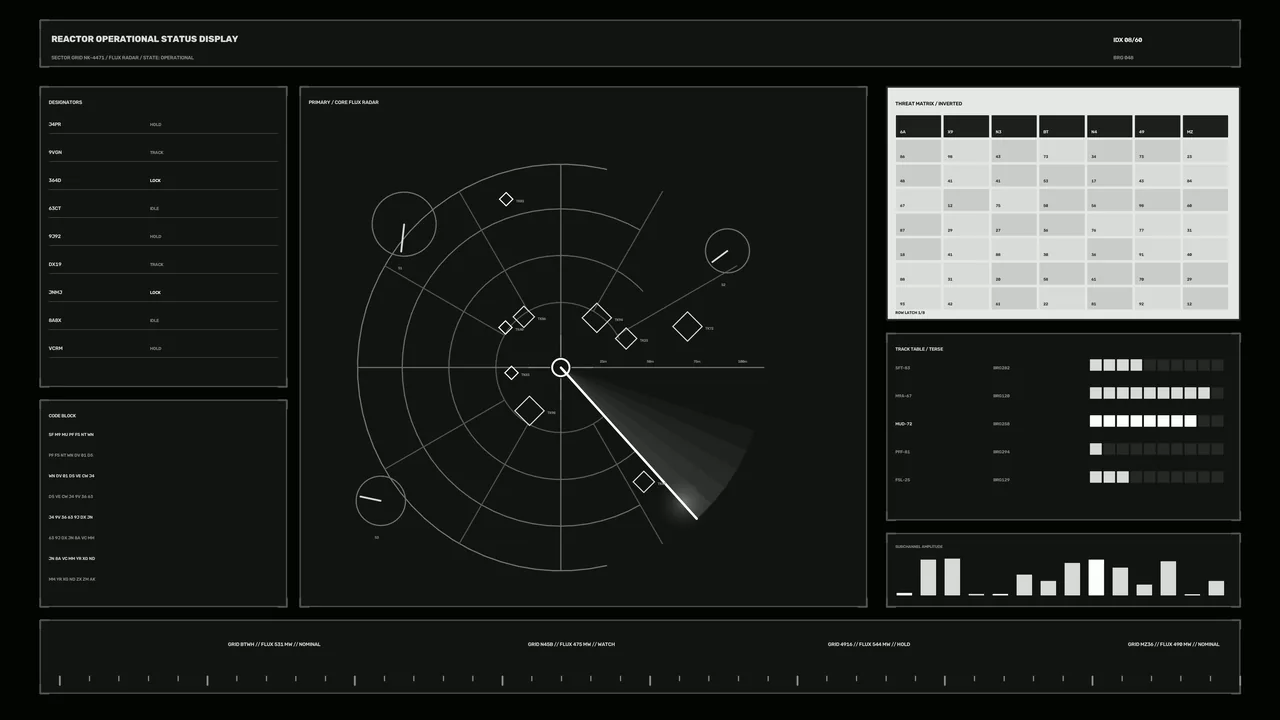 Sci-Fi Reactor Operational Status Radar HUD 4K Wallpaper