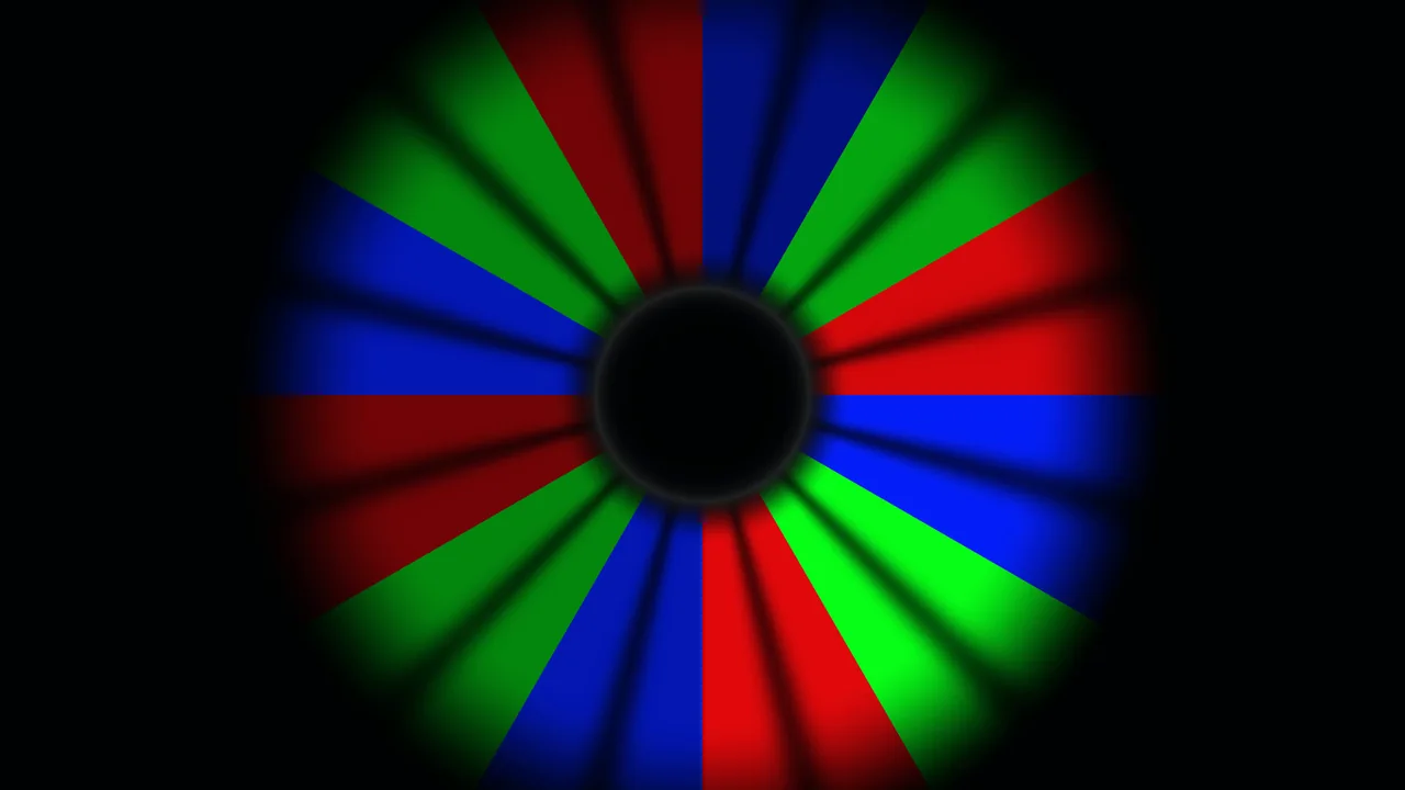 Abstract RGB Radial Color Wheel on Black Background
