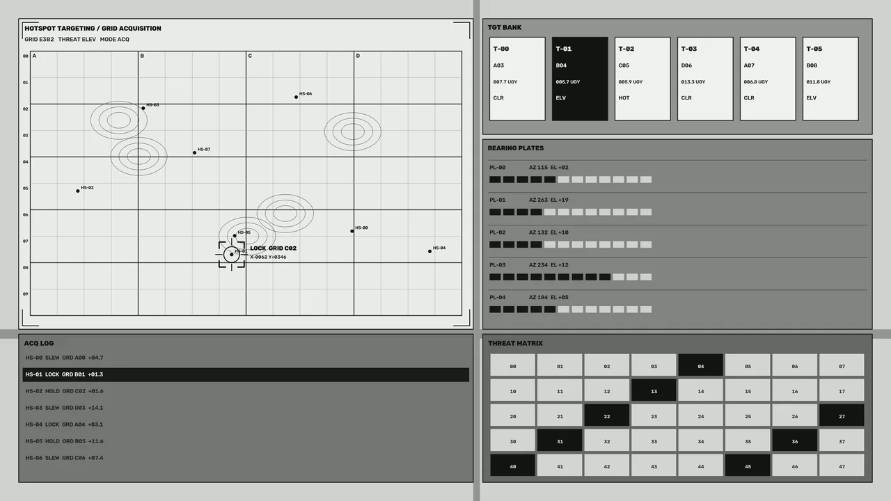 Sci-Fi Hotspot Targeting Grid Acquisition HUD 4K Wallpaper
