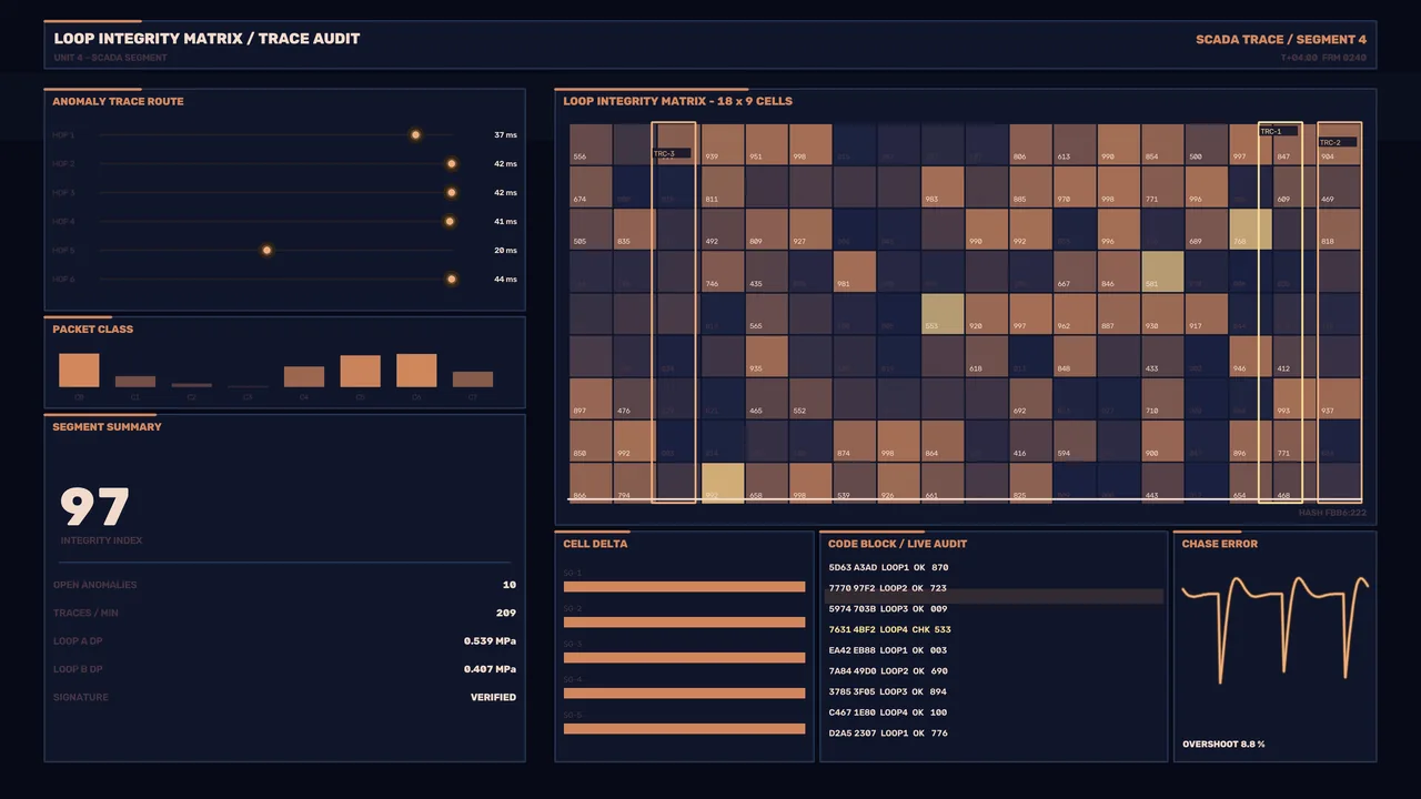 SCADA Trace Audit HUD Dashboard 4K Wallpaper