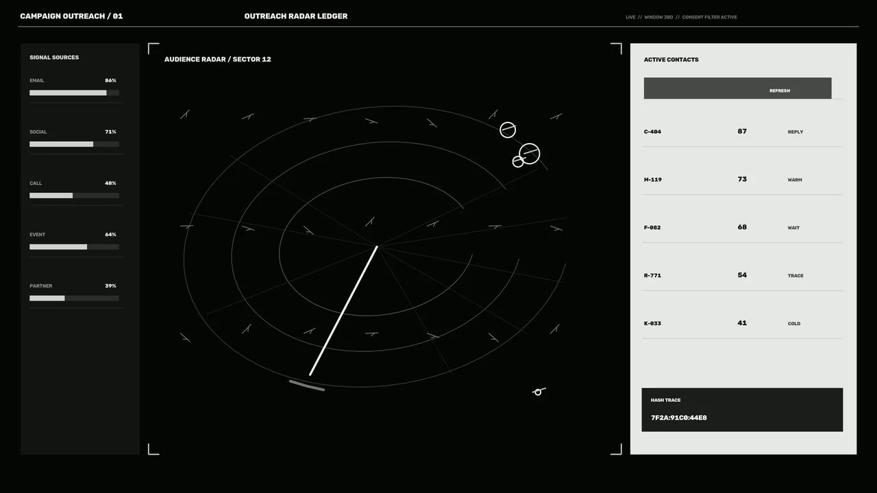 Sci-Fi Audience Radar HUD Dashboard 4K Wallpaper