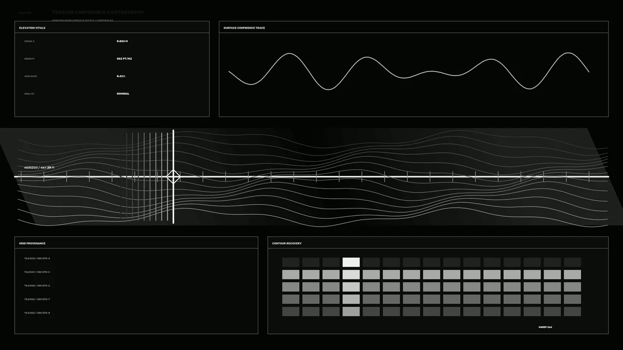 Sci-Fi Terrain Cartography HUD with Elevation Telemetry and Contour Scanner