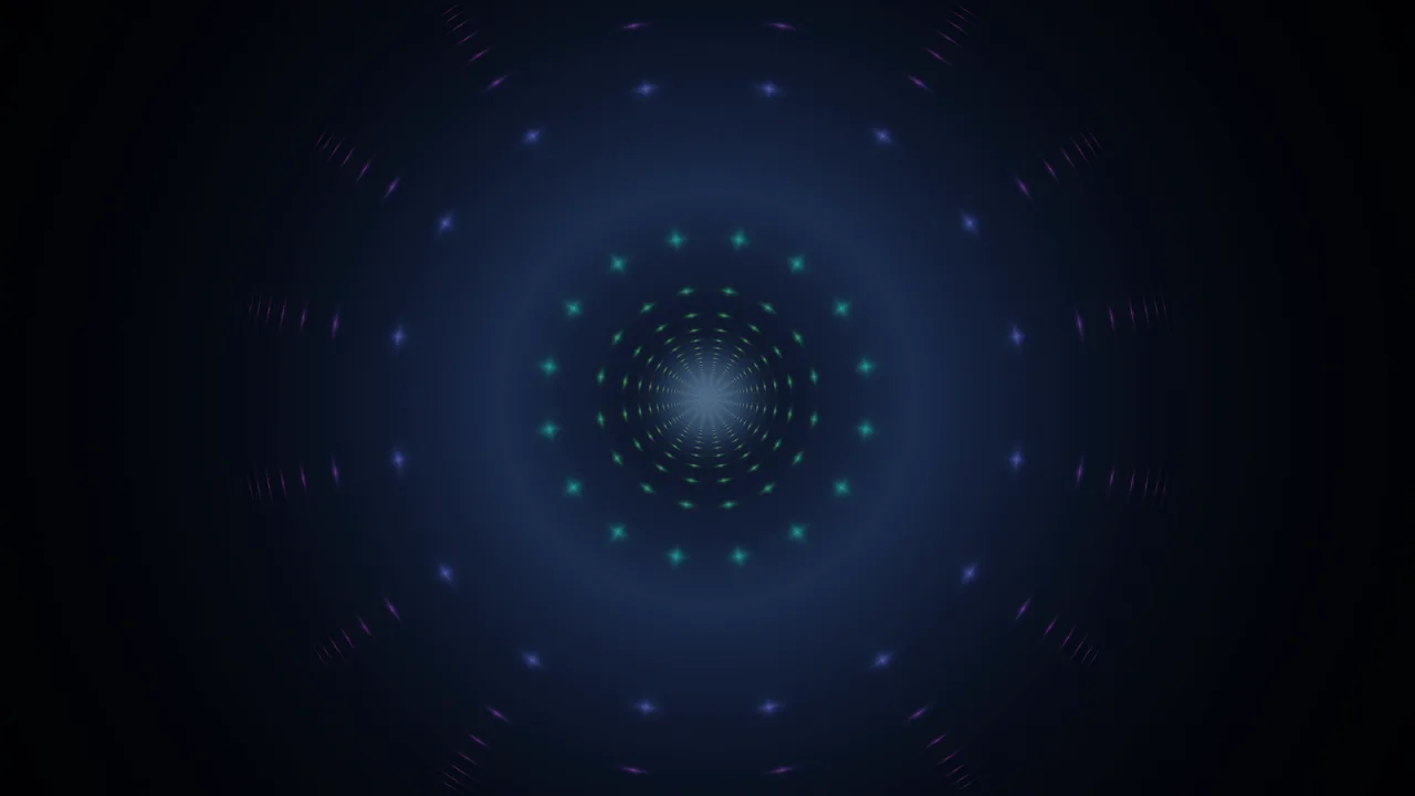 Abstract Concentric Light Tunnel with Teal and Blue Radial Rings 4K Wallpaper