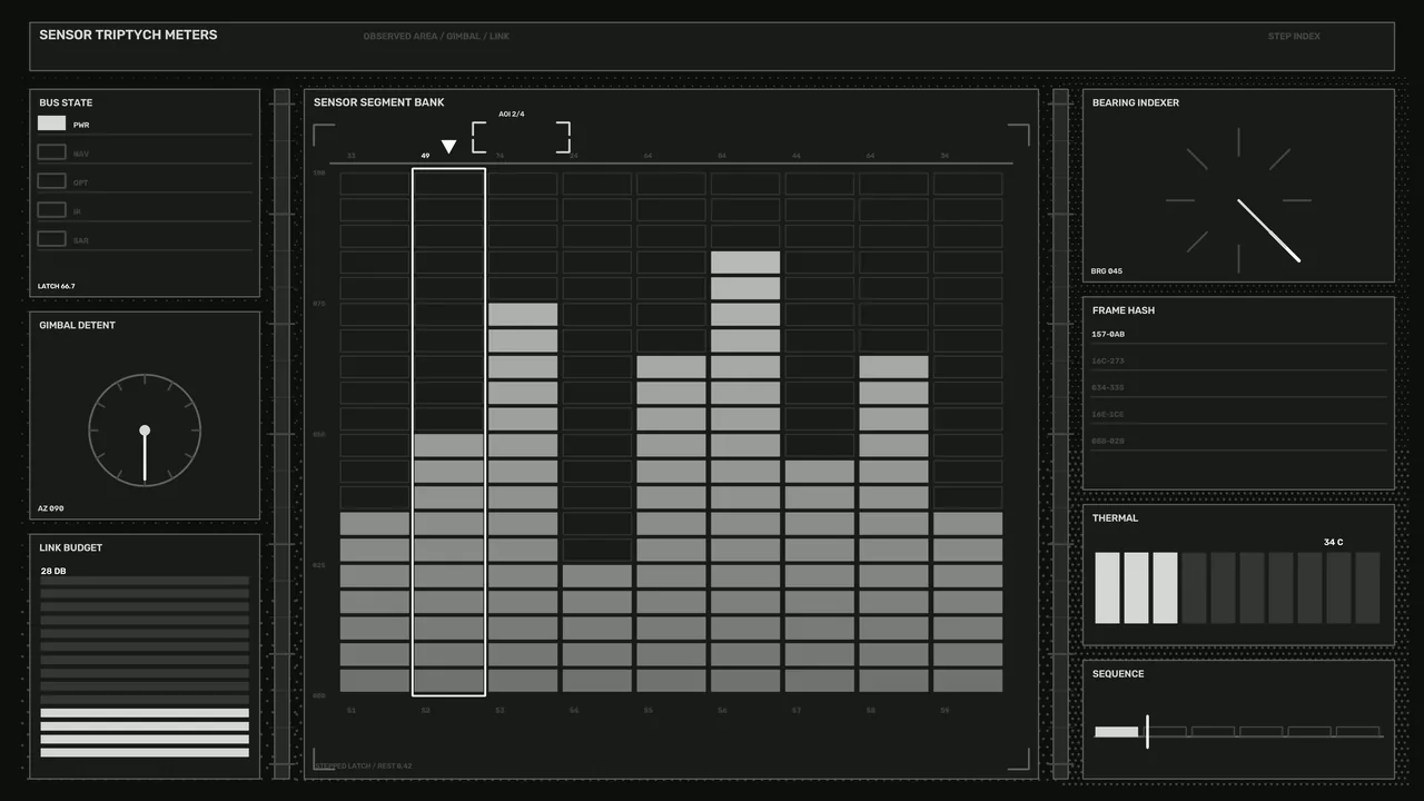 Monochrome Sensor Telemetry HUD Dashboard 4K Wallpaper