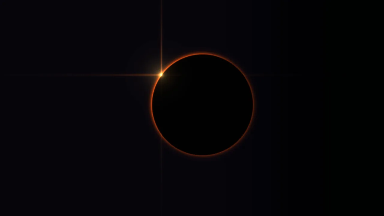 Dark Eclipse Silhouette with Orange Rim | 4K Wallpaper