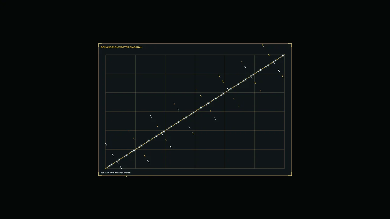 Energy Demand Flow Telemetry HUD with Diagonal Grid Chart 4K Sci-Fi Wallpaper