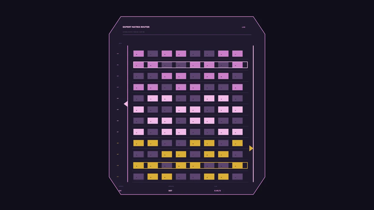 Futuristic Matrix Status Dashboard HUD with Magenta and Amber Indicators 4K