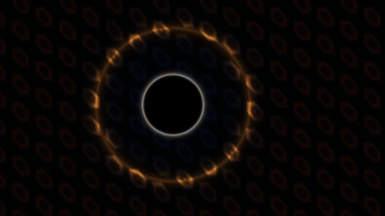 Amber Circular Aperture on a Dark Geometric Pattern