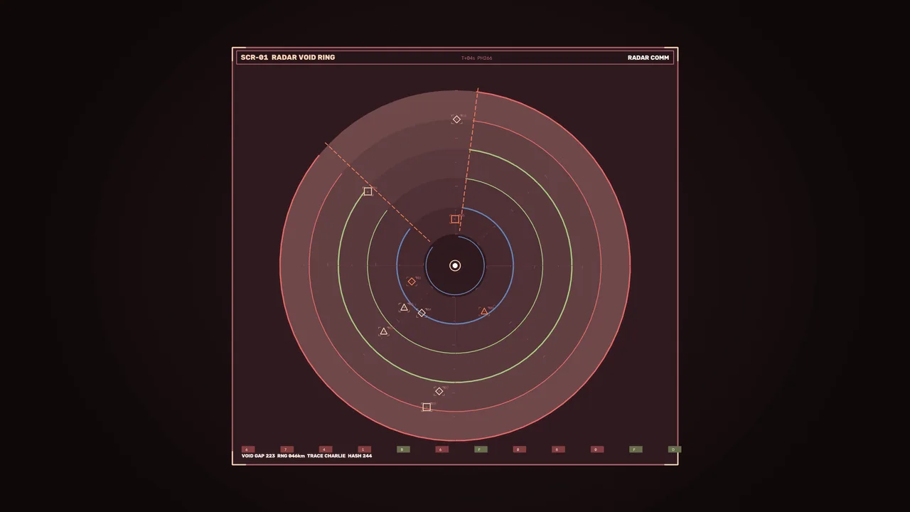 Sci-Fi Spacecraft Radar Communications HUD with Circular Telemetry Scanner