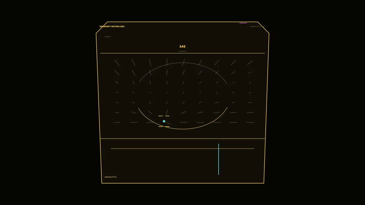 Amber Vector-Lock Radar HUD with Cyan Marker 4K Sci-Fi Wallpaper
